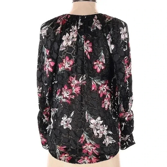 Rebecca Taylor Noha Floral Silk Blend Velvet Burnout Blouse Top Size 00 XXS - Picture 5 of 6